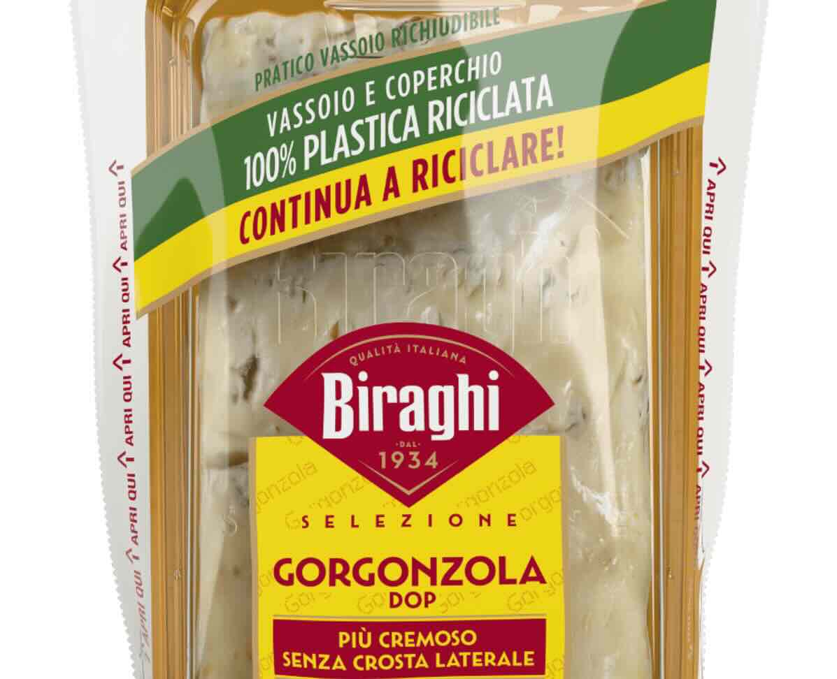 Biraghi: nuovo pack in plastica 100% riciclata per il Gorgonzola Dop